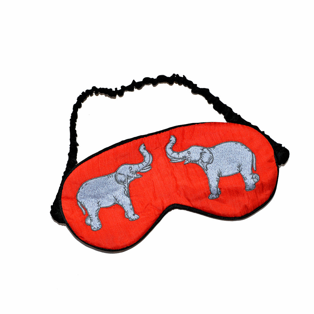 Silk Elephant Sleeping Mask - Red