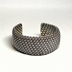 Vintage Silver Mesh Tribal Cuff Bracelet