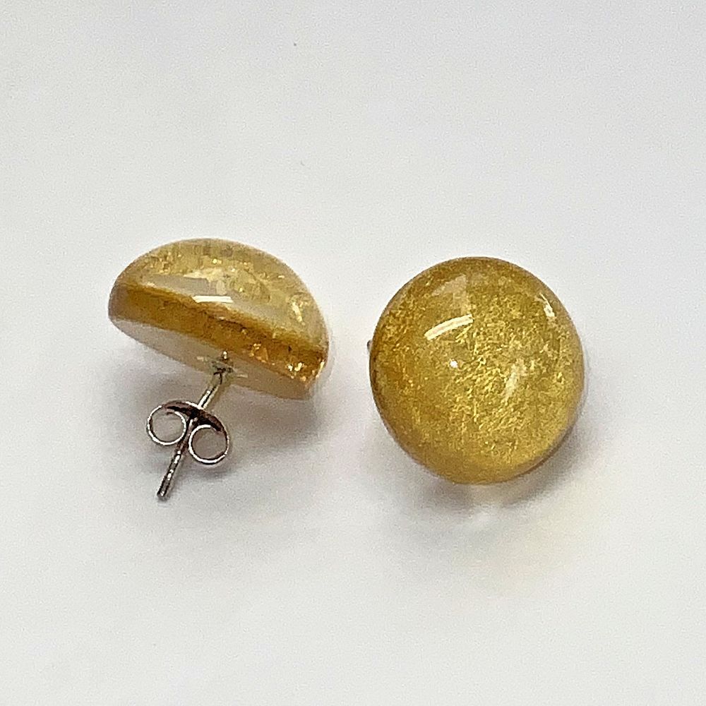 Gold Bakelite Stud Earrings