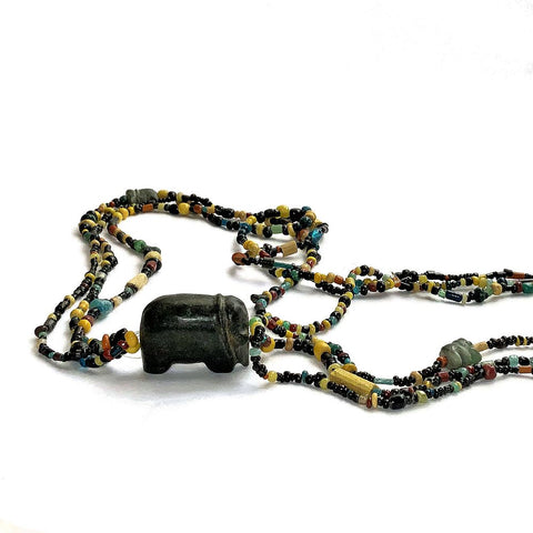 Multi-Bead Necklace with Jade Elephant