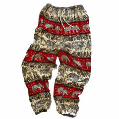 Elephant Print Lounge Pants - Red, White and Black