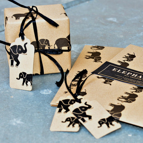 Elephant Print Gift Wrapping Paper and Gift Tags