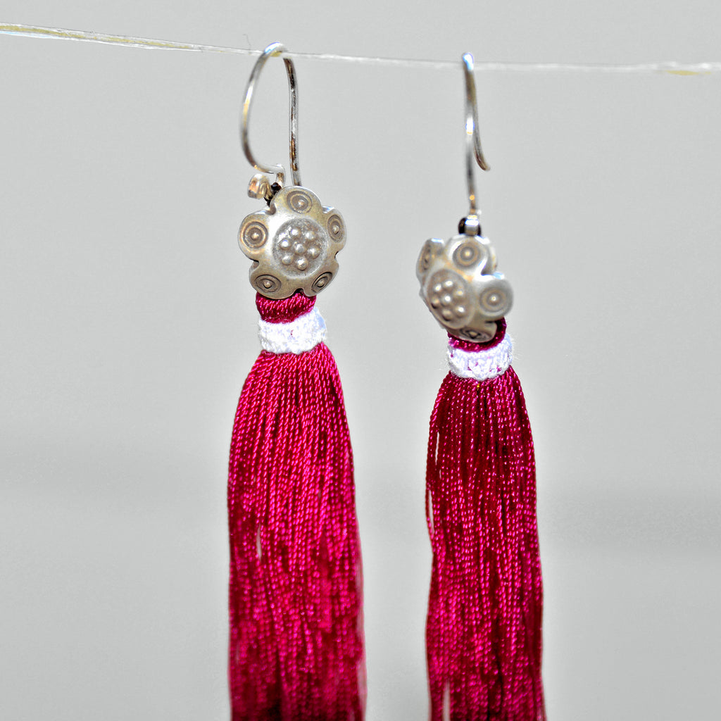 Tassel Earrings with Silver Accents