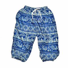 Childrens Elephant Print Pants - Blue & White