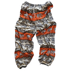 Elephant Print Lounge Pants - Orange, Black and White