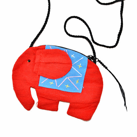Elephant Shaped Mini Sling Bag (Red & Blue)
