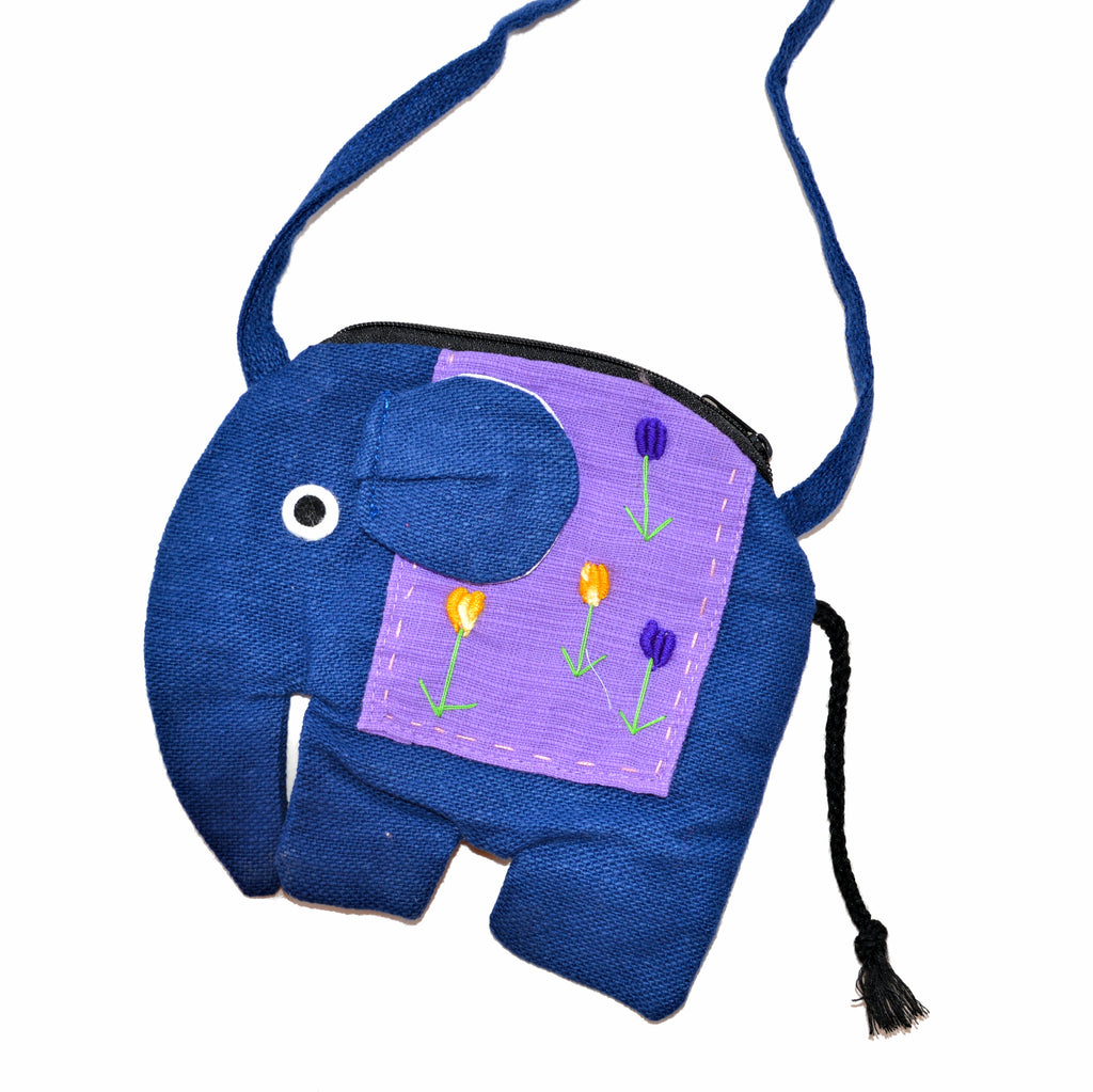Elephant Shaped Mini Sling Bag - Large (Blue & Purple)