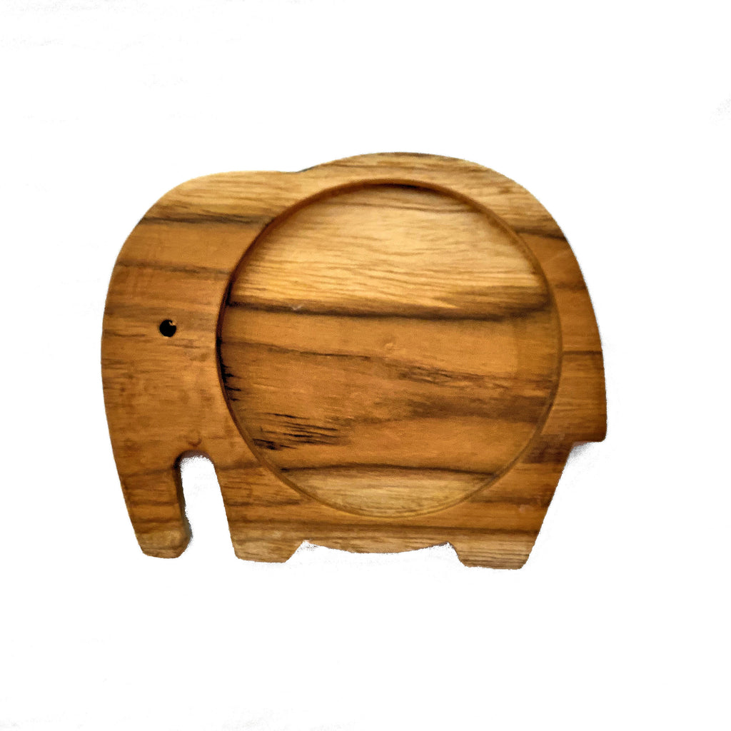 Sugar Palm Wood Elephant Coaster - Trunk Down