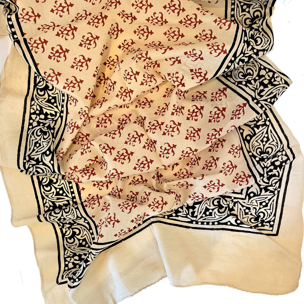 Batik Print Cotton Scarf (Red Fleur)
