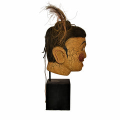 Antique Burmese Puppet Head on Stand (Extra Large Girl with Pigtails)