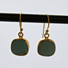 Turquoise and Sterling Silver French Hook Earrings