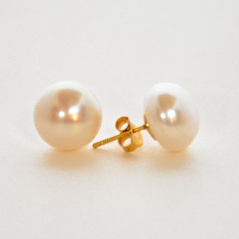 Pearl Stud Earrings - White