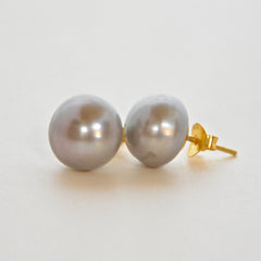 Pearl Stud Earrings - Grey
