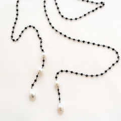 South Sea Pearl with Black Lariat Necklace