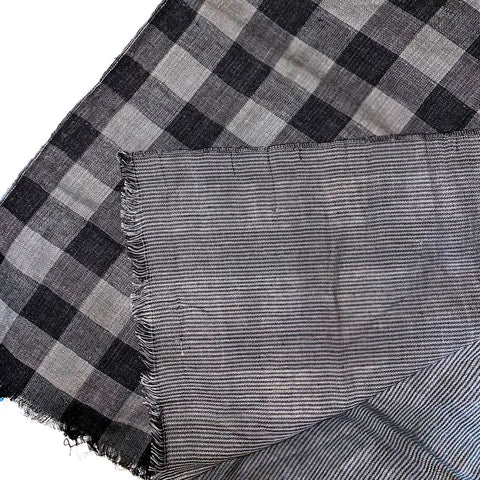 Pahkahmah 2-Sided Scarf - Medium Black Check/Stripe