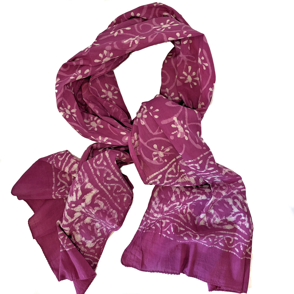 Batik Print Cotton Scarf (Pink Flower)