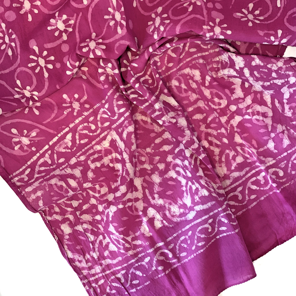 Batik Print Cotton Scarf (Pink Flower)