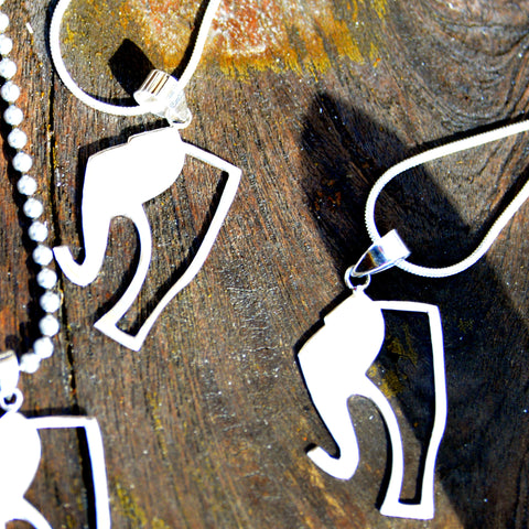 Sterling Silver Elephant Story Logo Charm with Sterling Silver Snake Chain Necklace