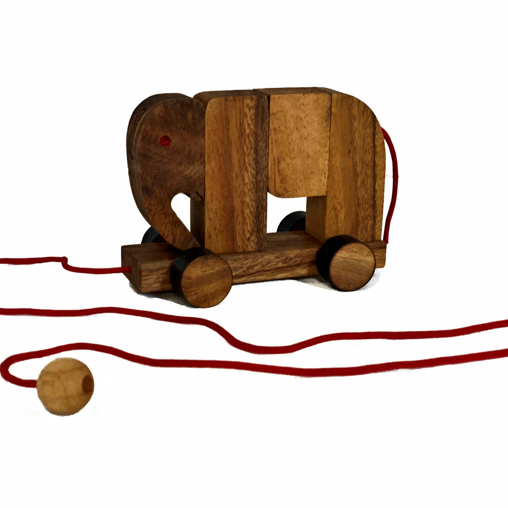 Wooden Elephant Pull Toy Puzzle