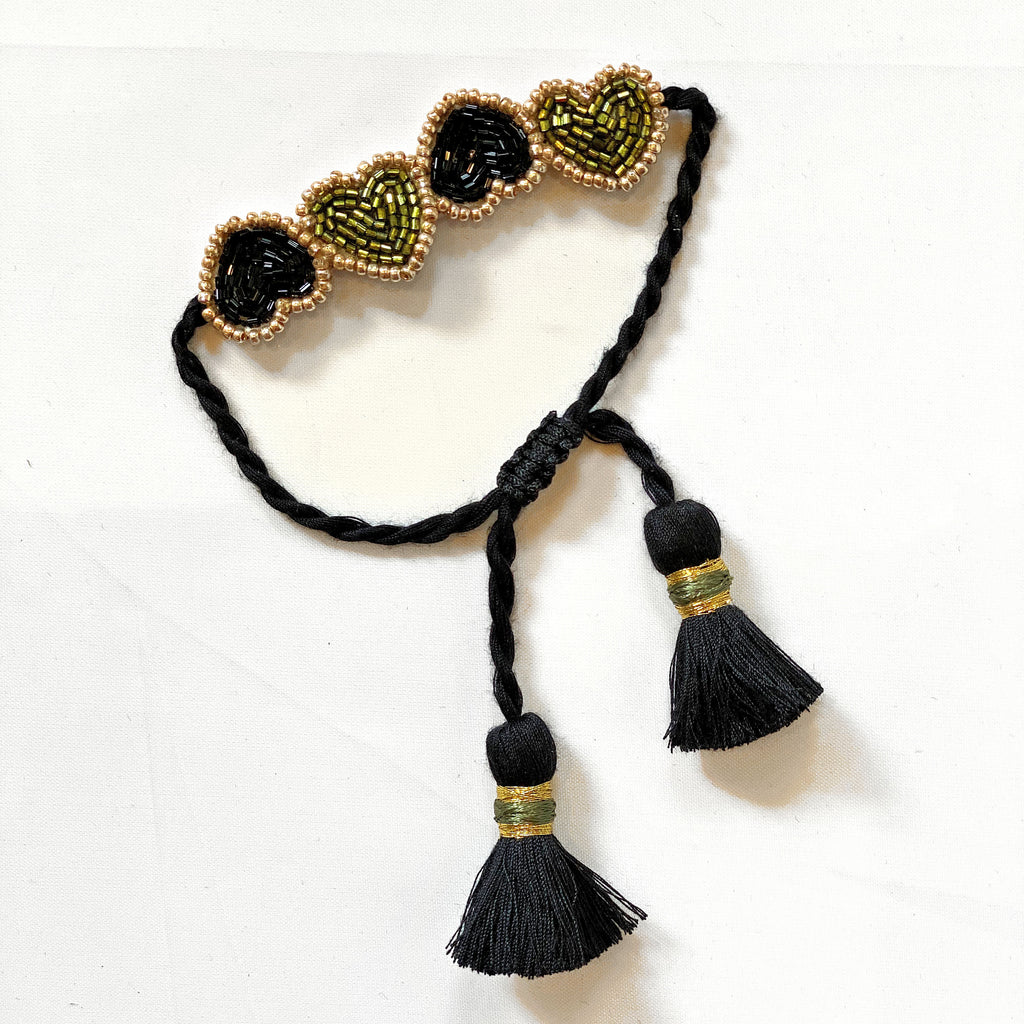 Olivia Dar Mini Heart Bracelet - Khaki & Black