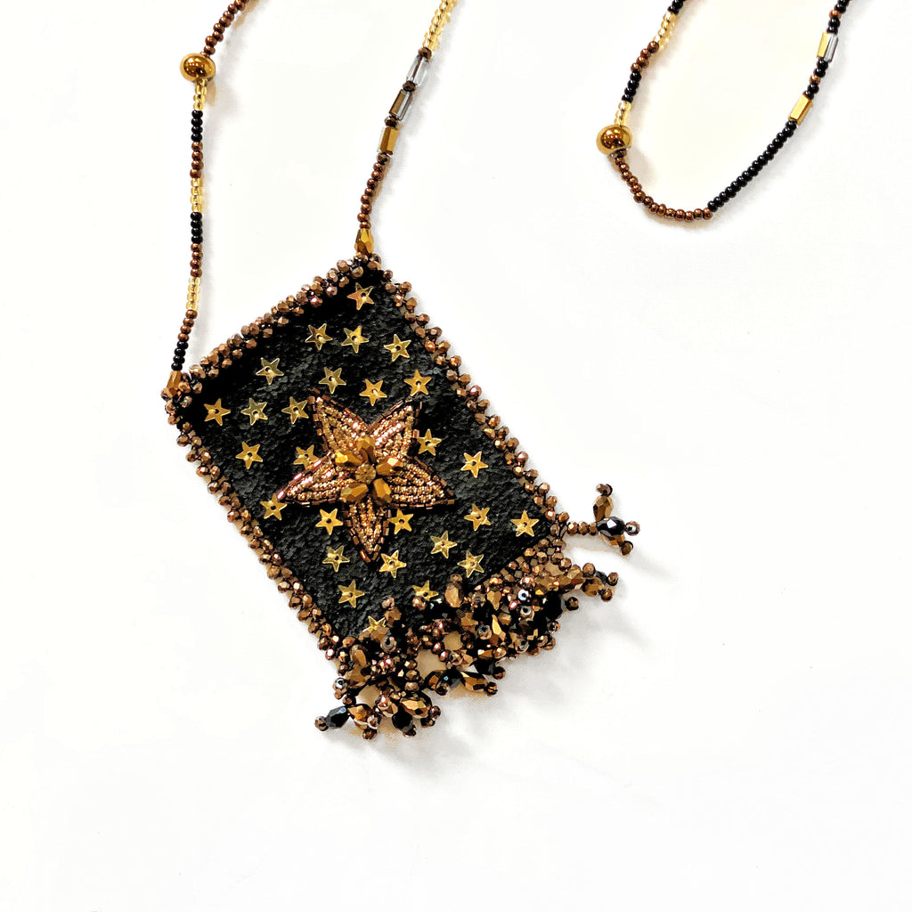 Olivia Dar Talisman Necklace - Sunburst - Gold and Black