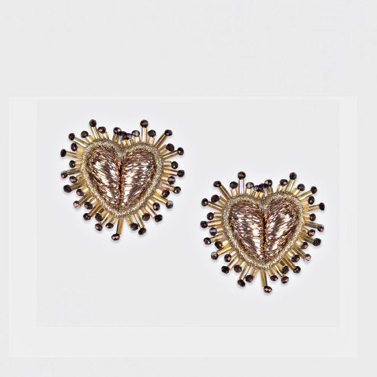 Olivia Dar Mini Sparkle Heart Earrings - Gold