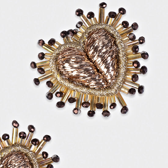 Olivia Dar Mini Sparkle Heart Earrings - Gold