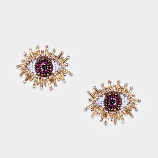 Olivia Dar Mini Eye Earrings - Purple