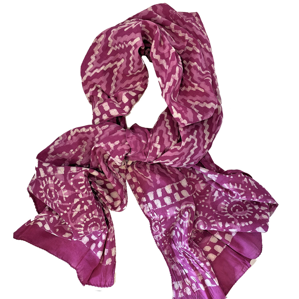 Batik Print Cotton Scarf (Pink ZigZag)