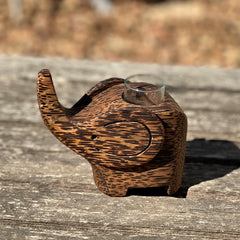 Wood Elephant Bud Vase/Toothpick Holder - Coconut Wood