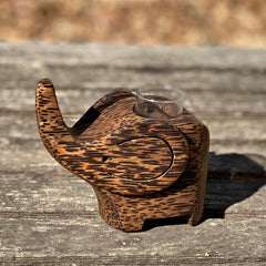Wood Elephant Bud Vase/Toothpick Holder - Coconut Wood