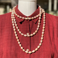 Pink Freshwater Pearl Necklace 24"