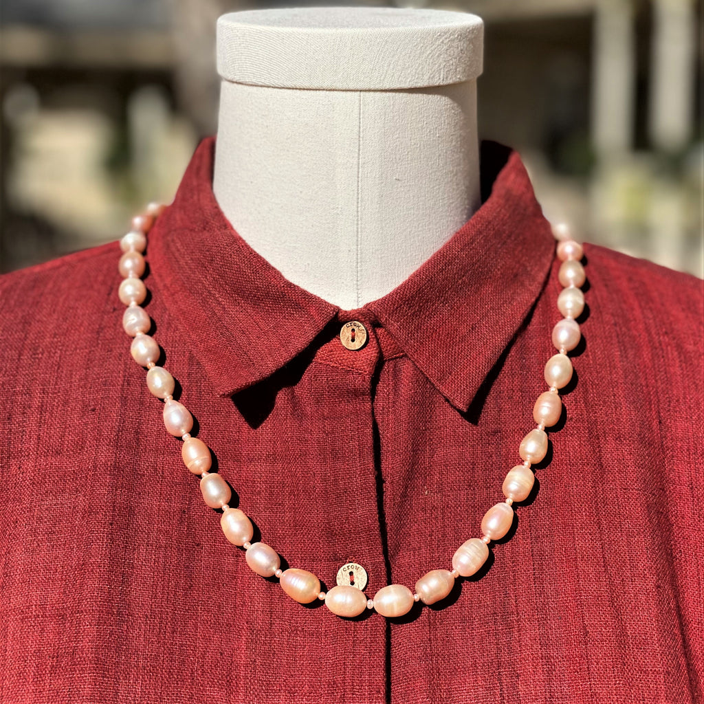 Pink Freshwater Pearl Necklace 24"