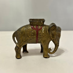 Vintage Asian Elephant Cast Metal Coin Bank