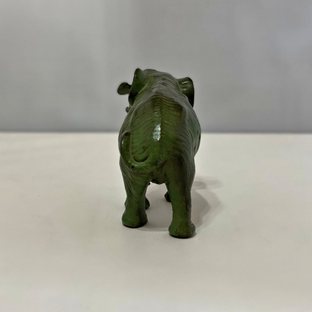 Vintage Cast Iron Elephant Figure - Green - Large