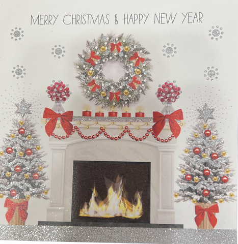 Christmas Fireplace Card #L2251
