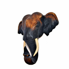 Hand Carved Hanging Elephant Head (16 inch)