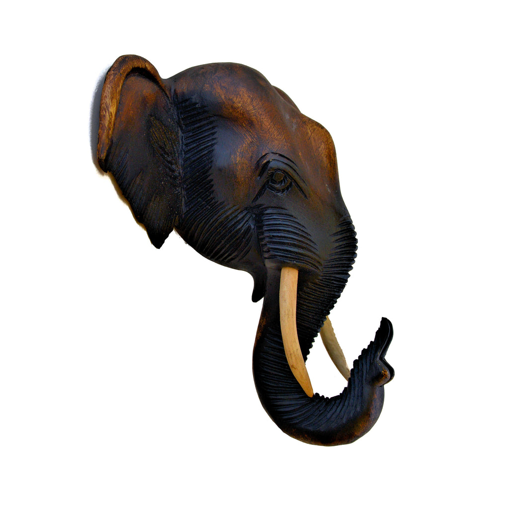 Hand Carved Hanging Elephant Head (12 inch)