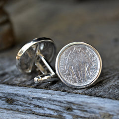 Thai Sterling Silver Coin Cuff Links