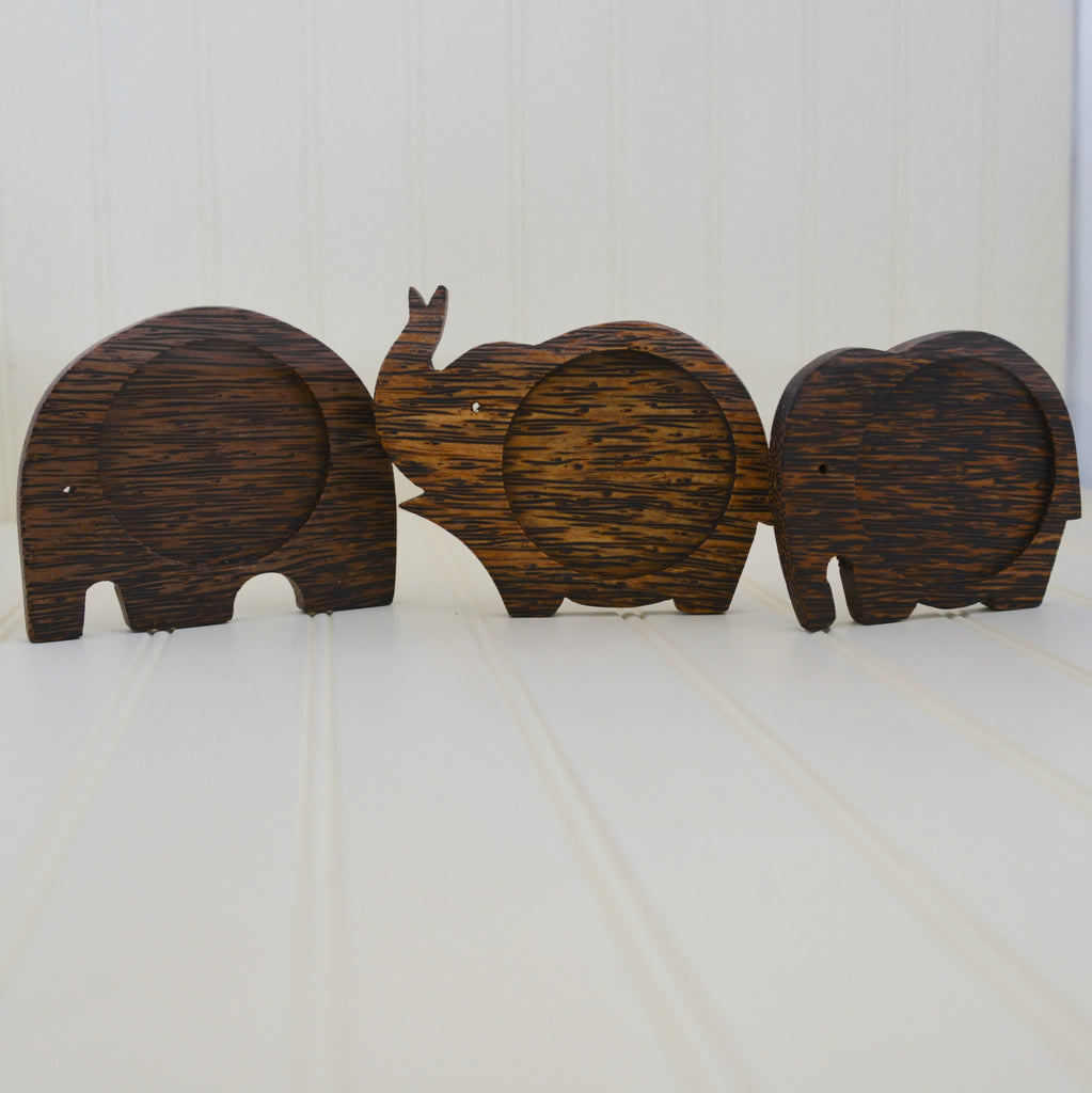 Coconut Wood Elephant Coaster - Modern