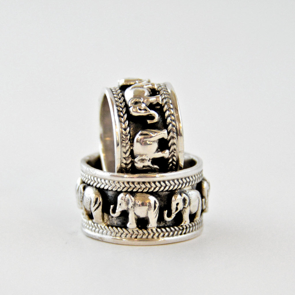 Wide Band of Elephants Ring