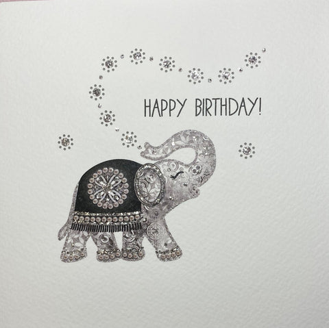 Silver Elephant Birthday Card