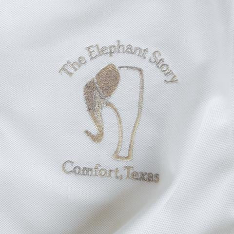 White Distressed Elephant Polo Jersey