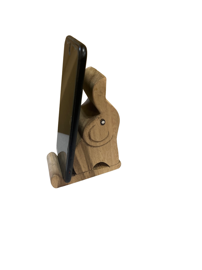 Wooden Elephant Phone Stand