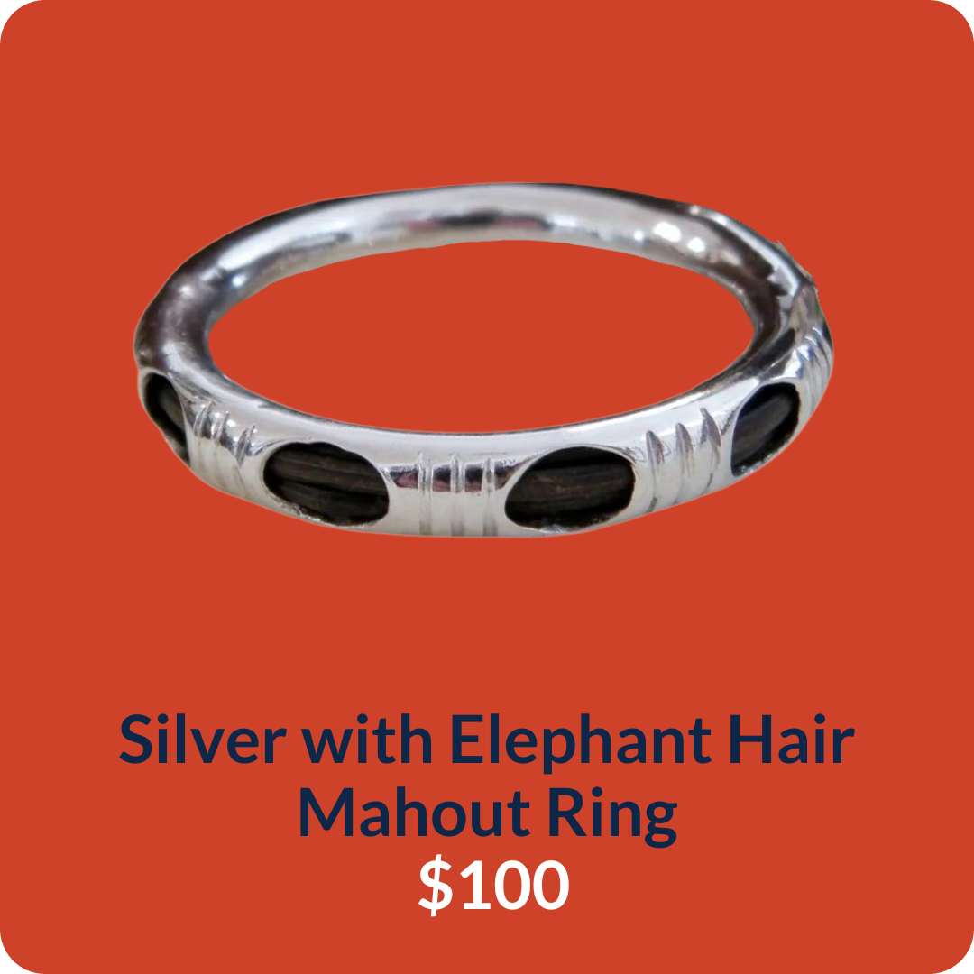Silver with Elephant Hair Mahout Ring