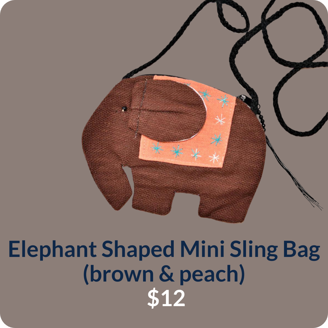 Elephant Shaped Mini Sling Bag (brown & peach)