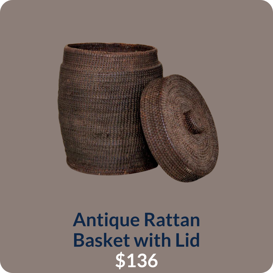 Antique Rattan Basket with Lid