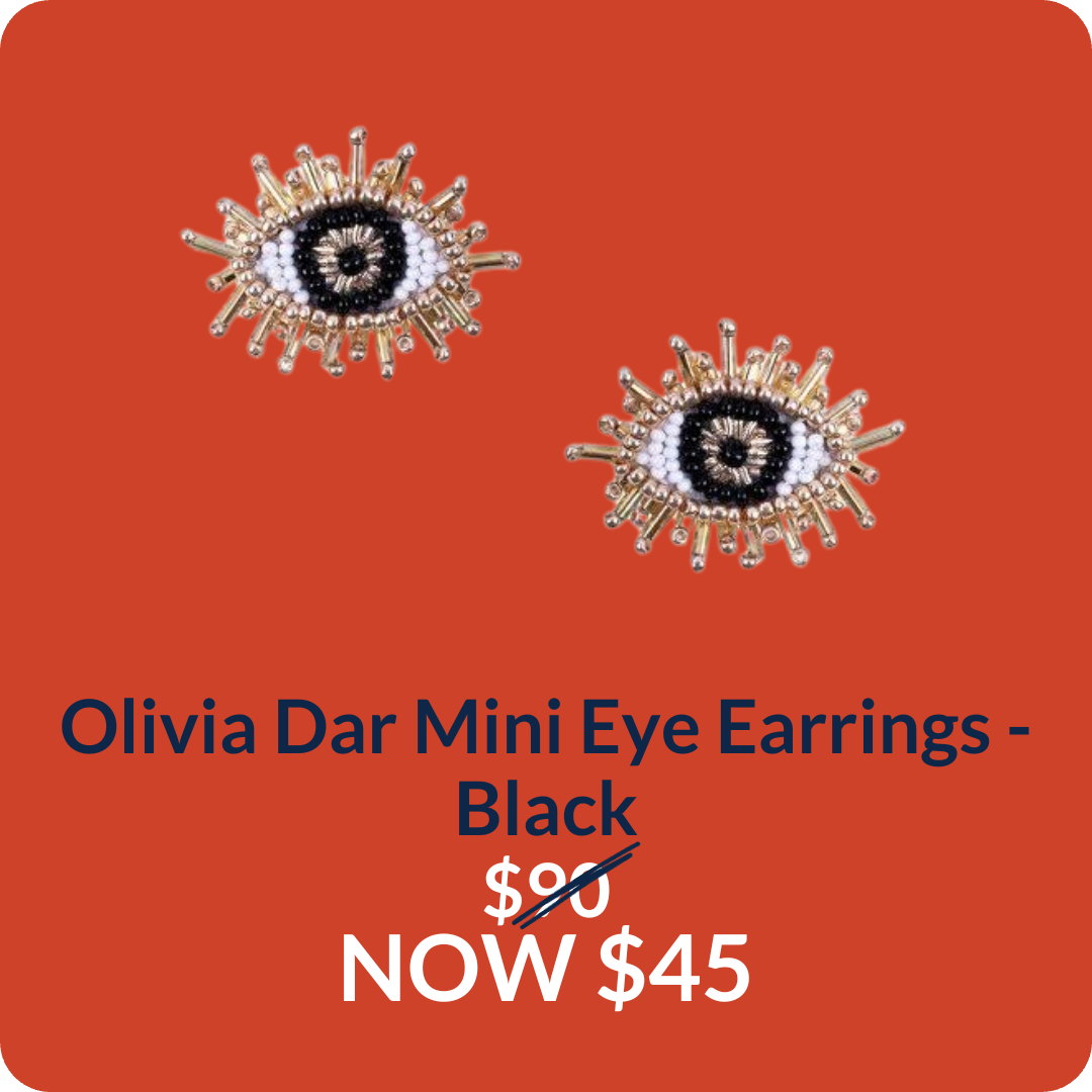 Olivia Dar Mini Eye Earrings - Black