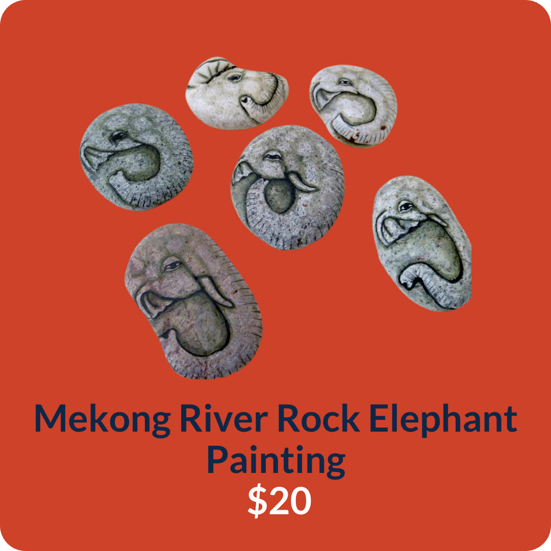 Mekong River Rock Elephant Painting