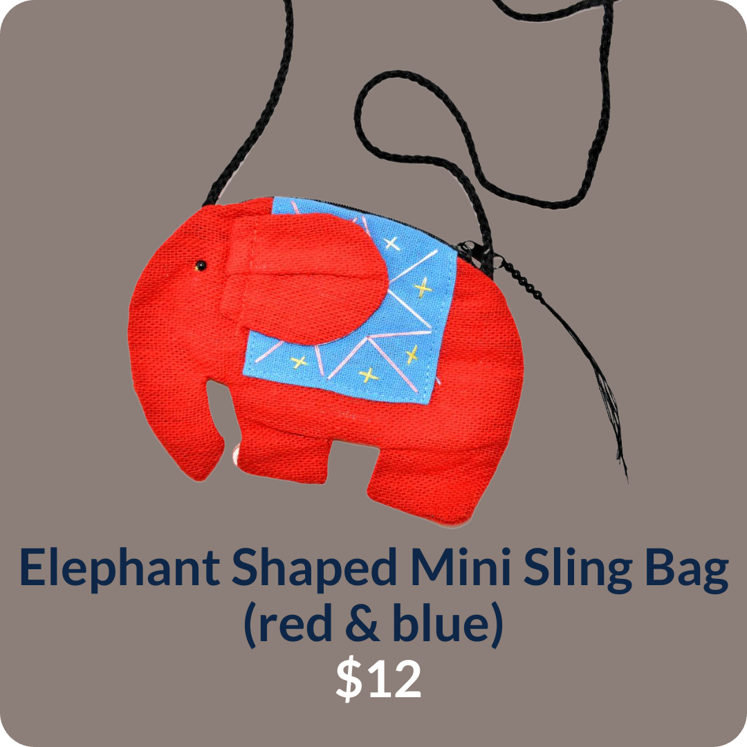 Elephant Shaped Mini Sling Bag (red & blue)